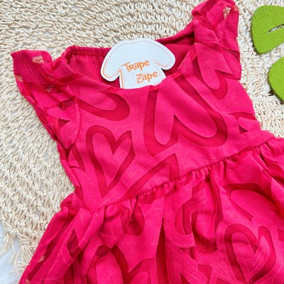 Vestido Corações Transparência - Vermelho